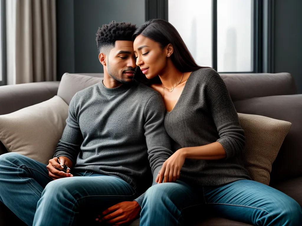Fotos casal conversa intima sofa 1