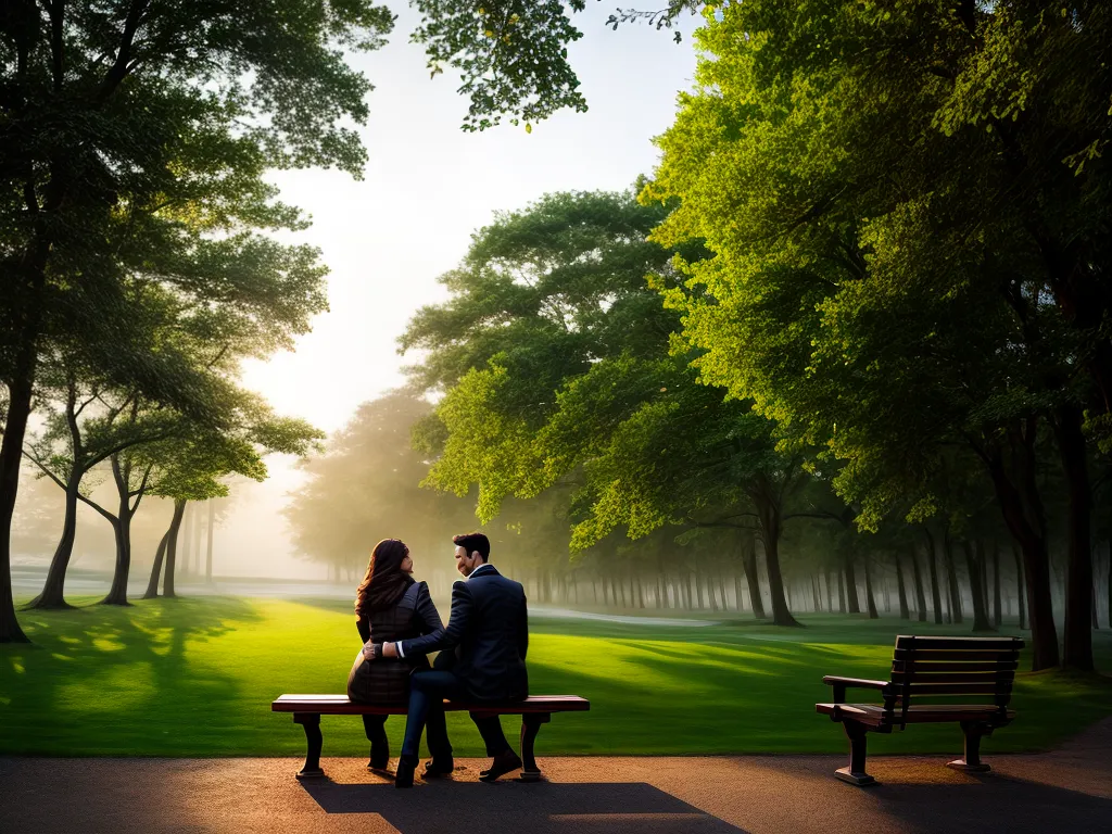 Dicas para um Relacionamento Afetuoso e Carinhoso 4 Fotos casal sorrindo banco parque romantico 1