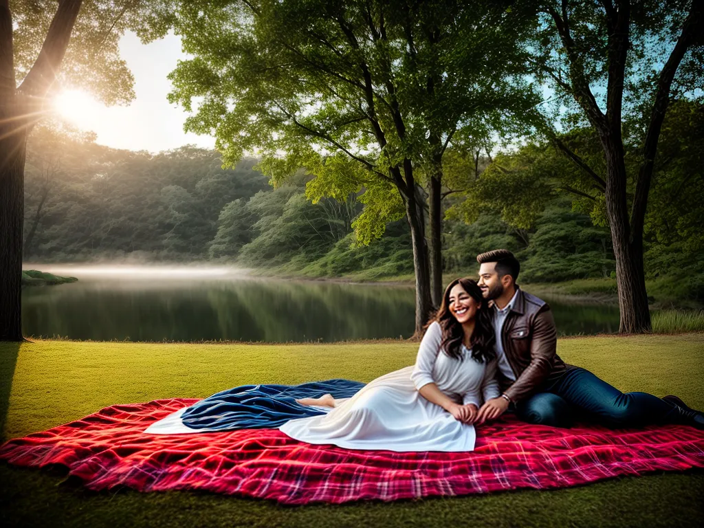Fotos casal sorrindo picnic parque