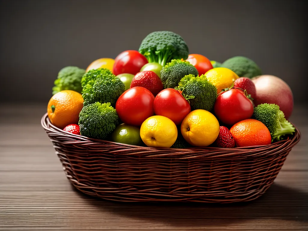Fotos cesta frutas legumes vitaminas
