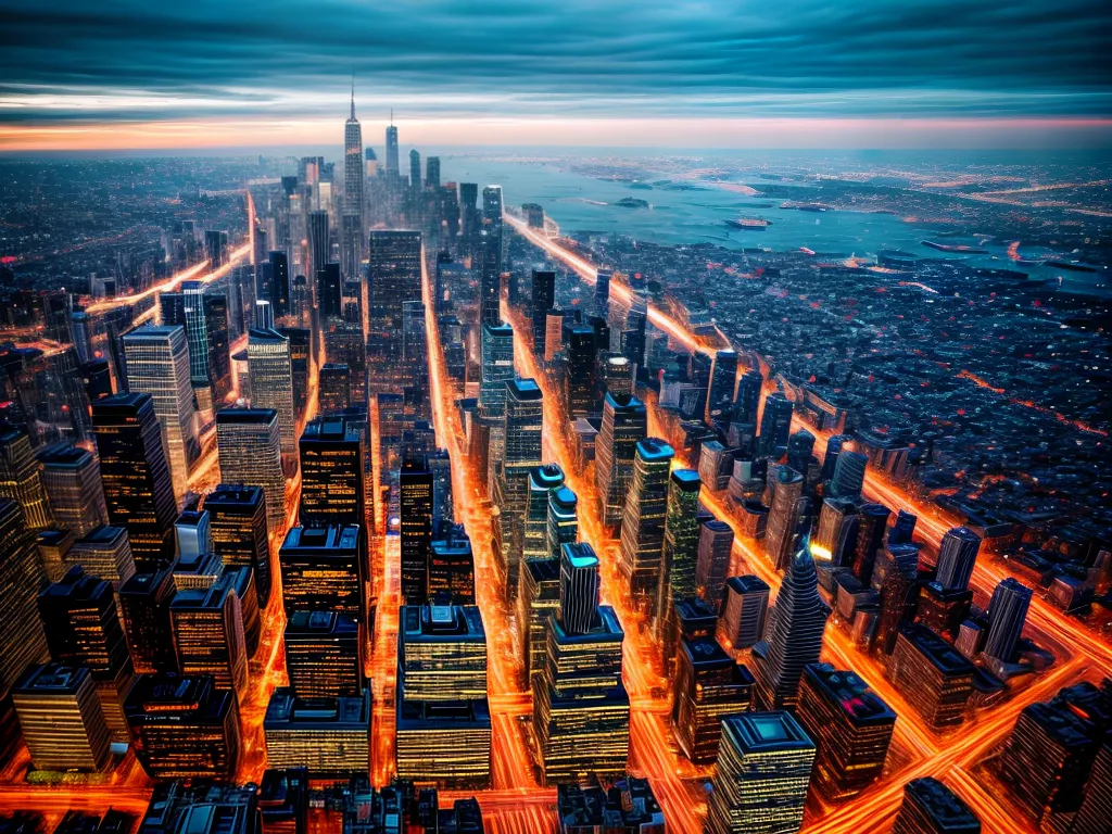 Fotos cidade noturna skyscrapers luzes empreendedorismo