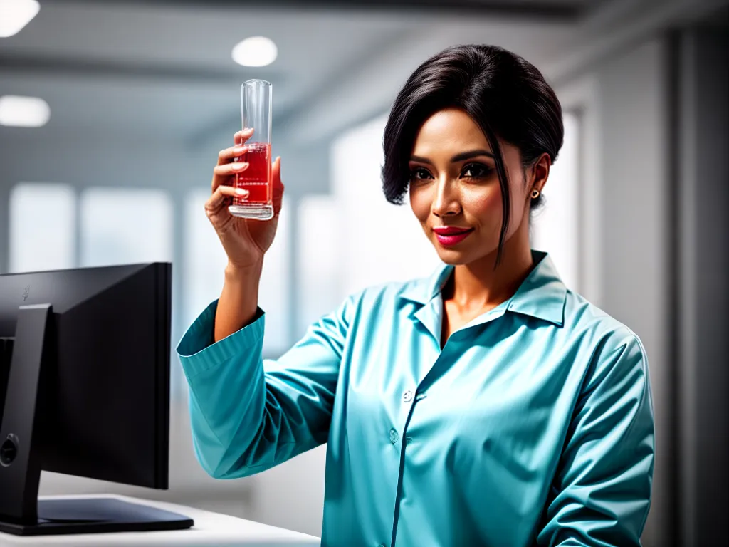 Fotos cientista segurando tubo colorido