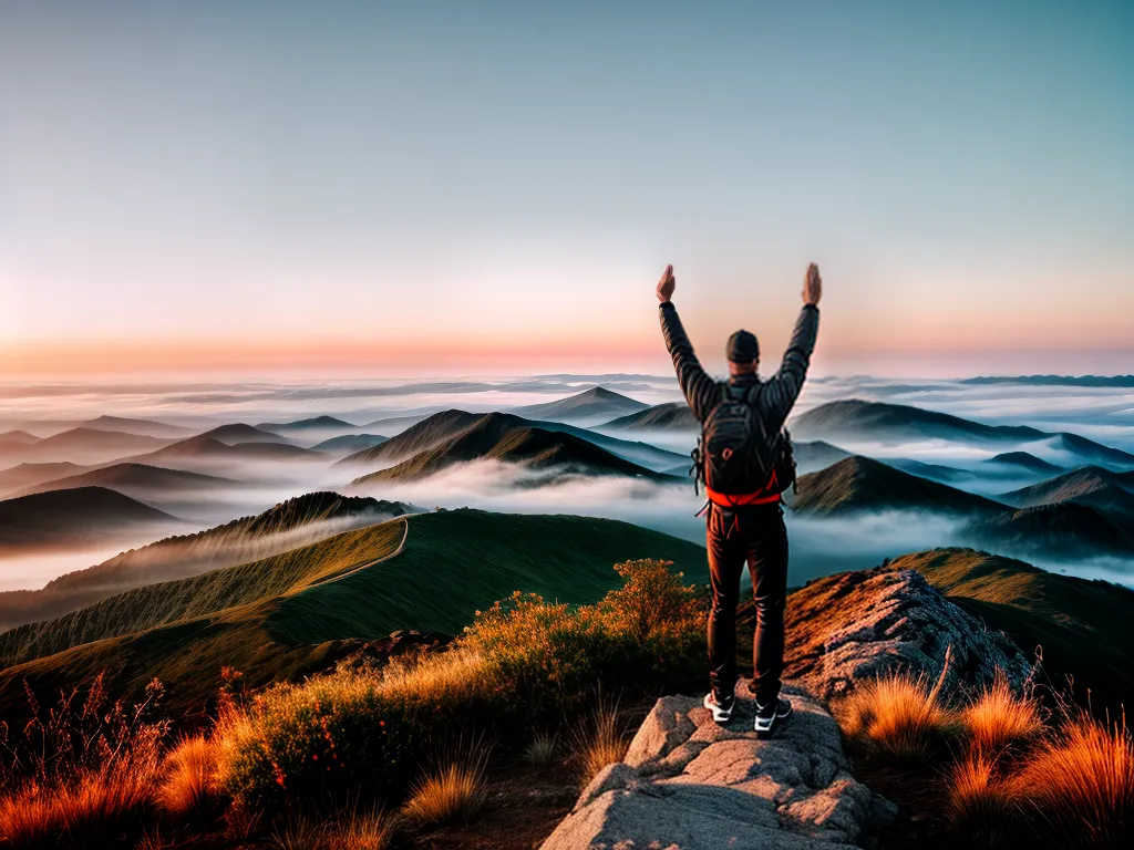 Fotos conquista cume sol nascente