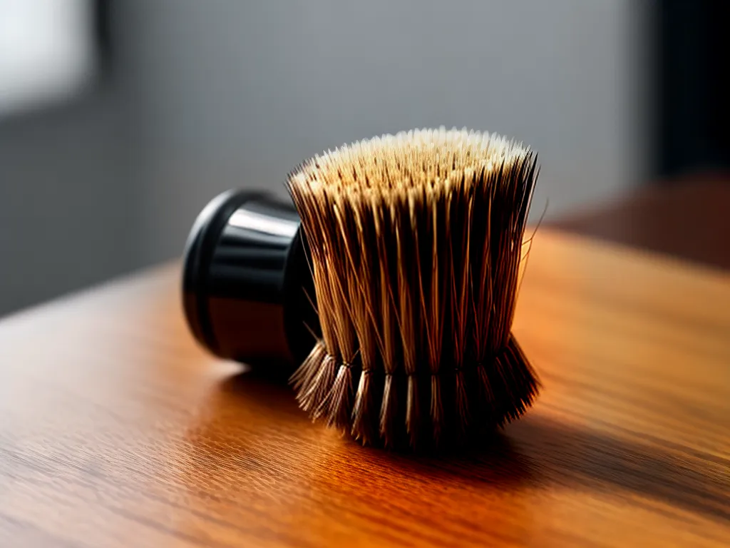 Fotos escova barba madeira natural