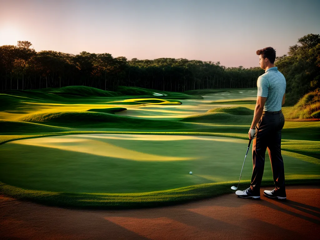 Fotos golfe por do sol jogador dedicado