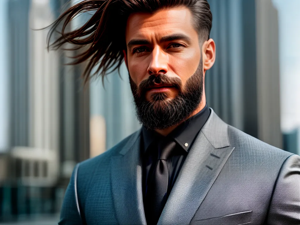 Fotos homem estiloso barba cabelo tendencia