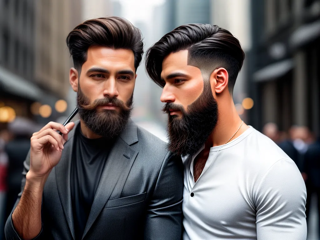 Fotos homem estiloso barba penteando cabelo