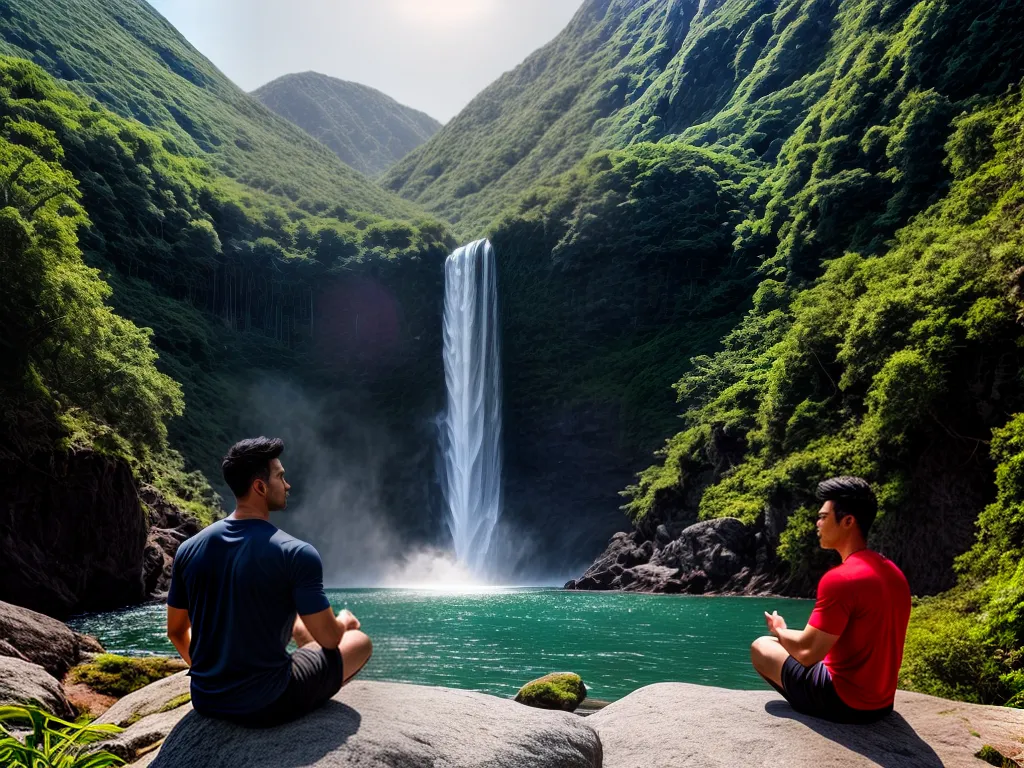 A Importância da Meditação para o Autoconhecimento Masculino Fotos homem meditando cachoeira natureza 1