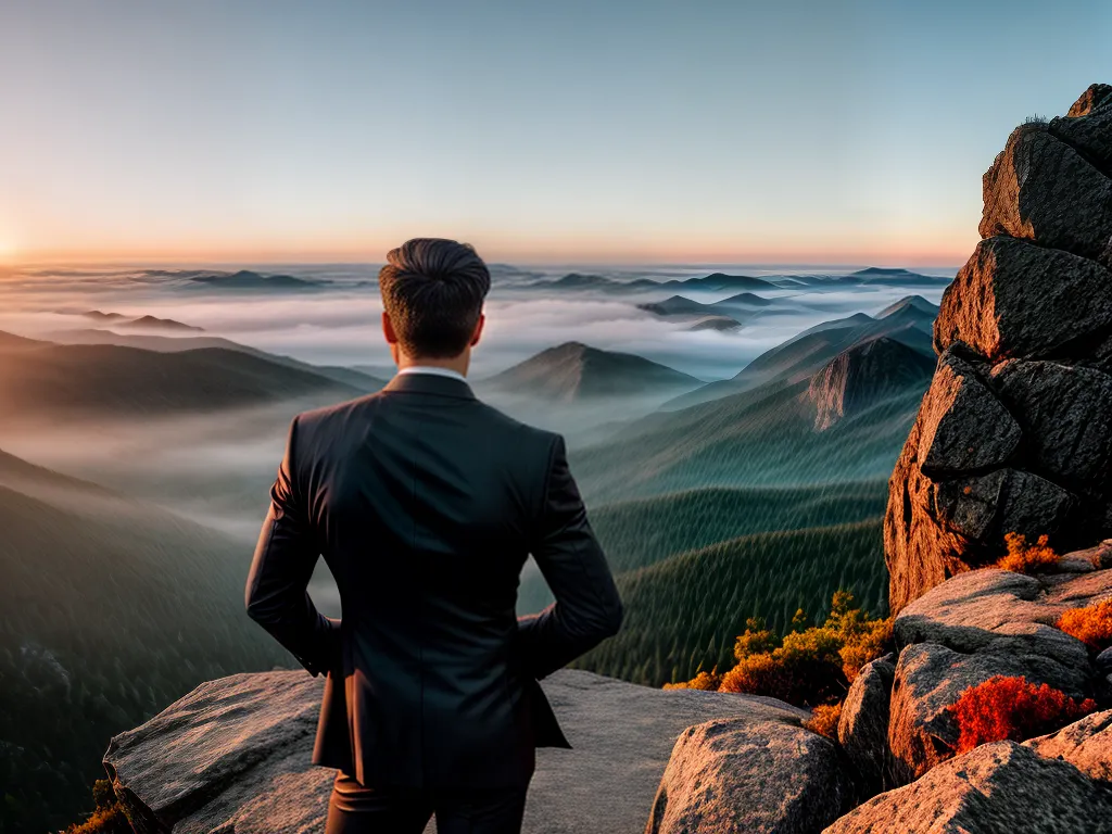 Identificando a Melhor Diretriz para o Sucesso Masculino 4 Fotos homem sucesso por do sol montanha