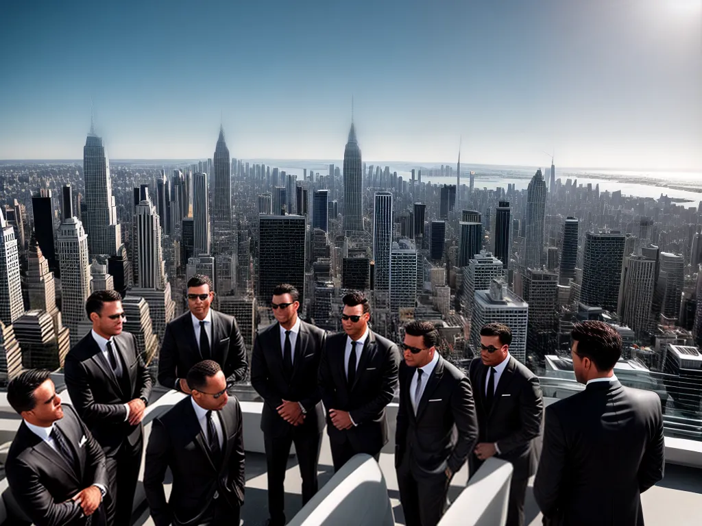 Fotos homens elegantes rooftop cidade