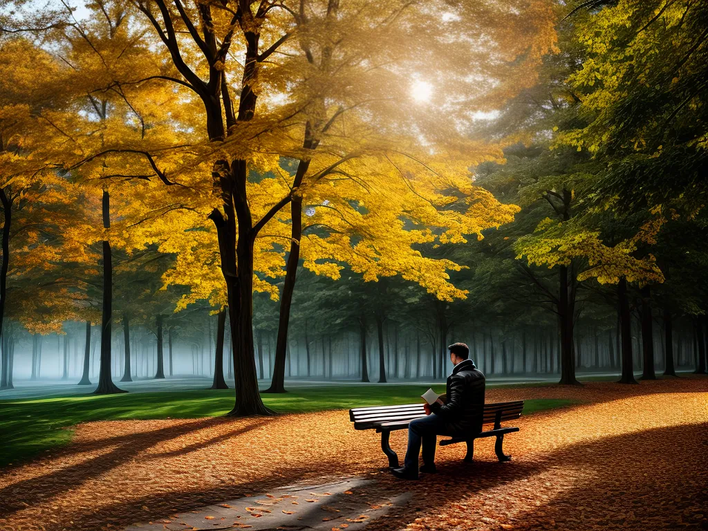 Fotos leitura outono benches folhas sol