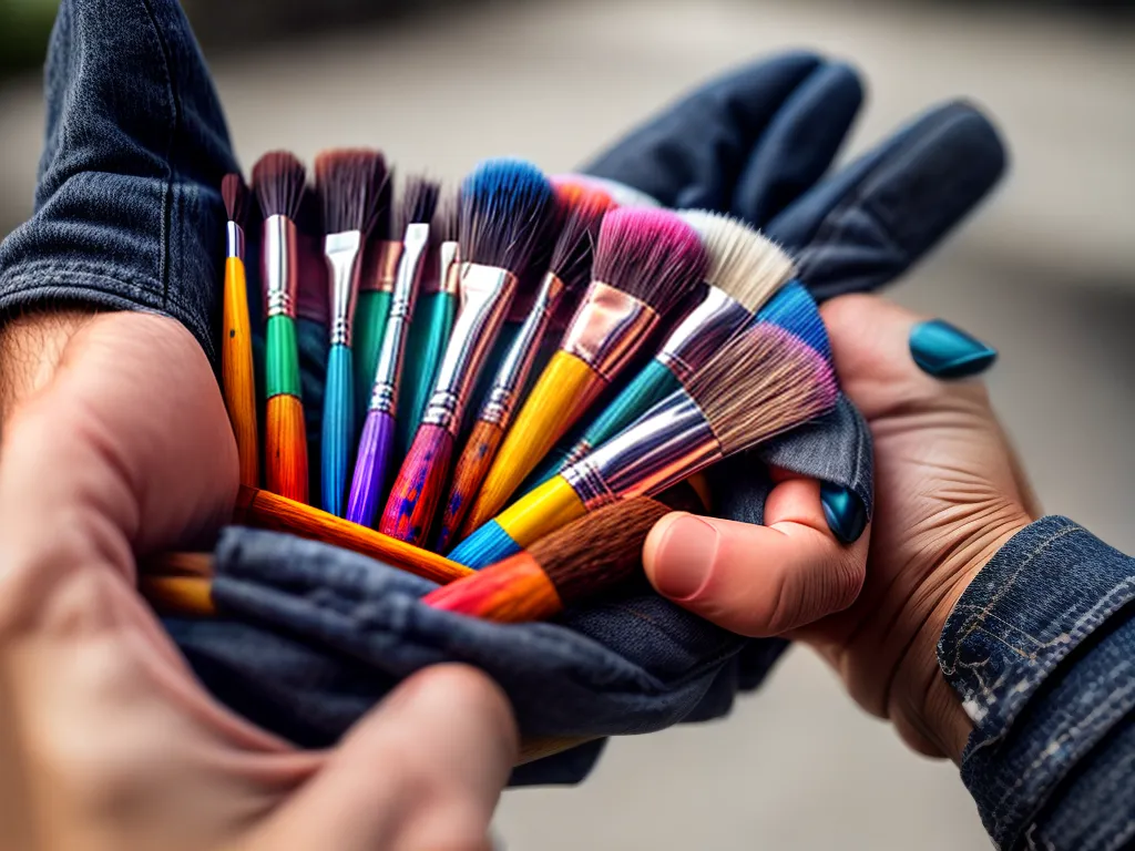 Fotos maos pinceis coloridos transformacao