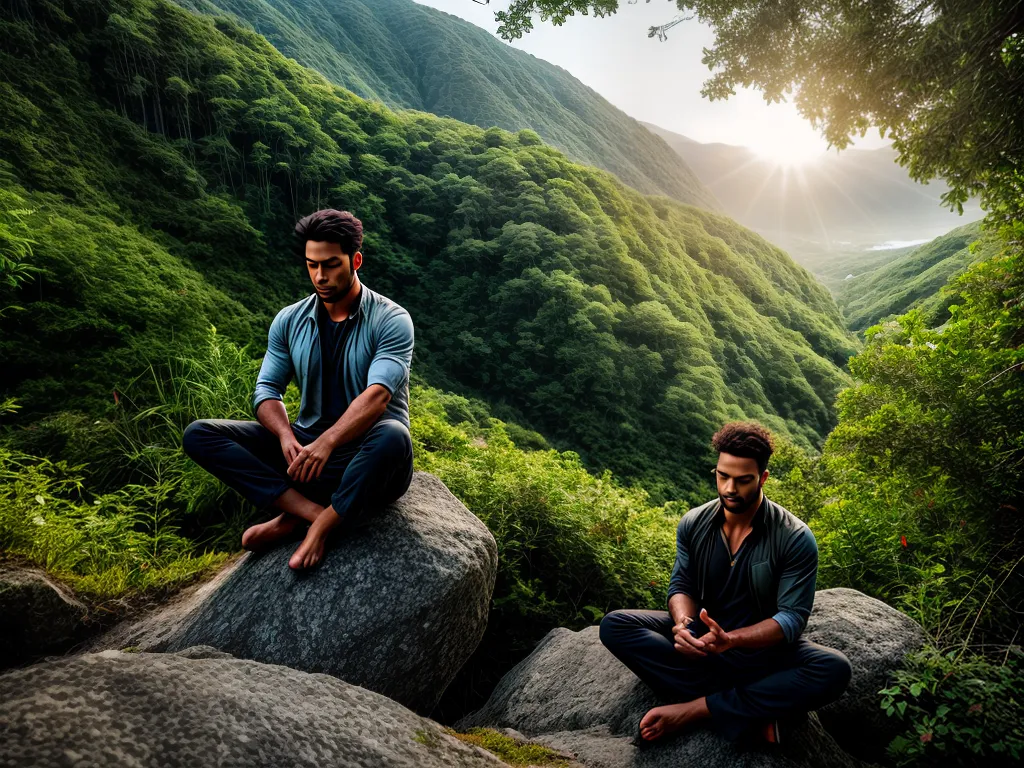 A Importância da Meditação para o Autoconhecimento Masculino 2 Fotos meditacao homem montanha natureza
