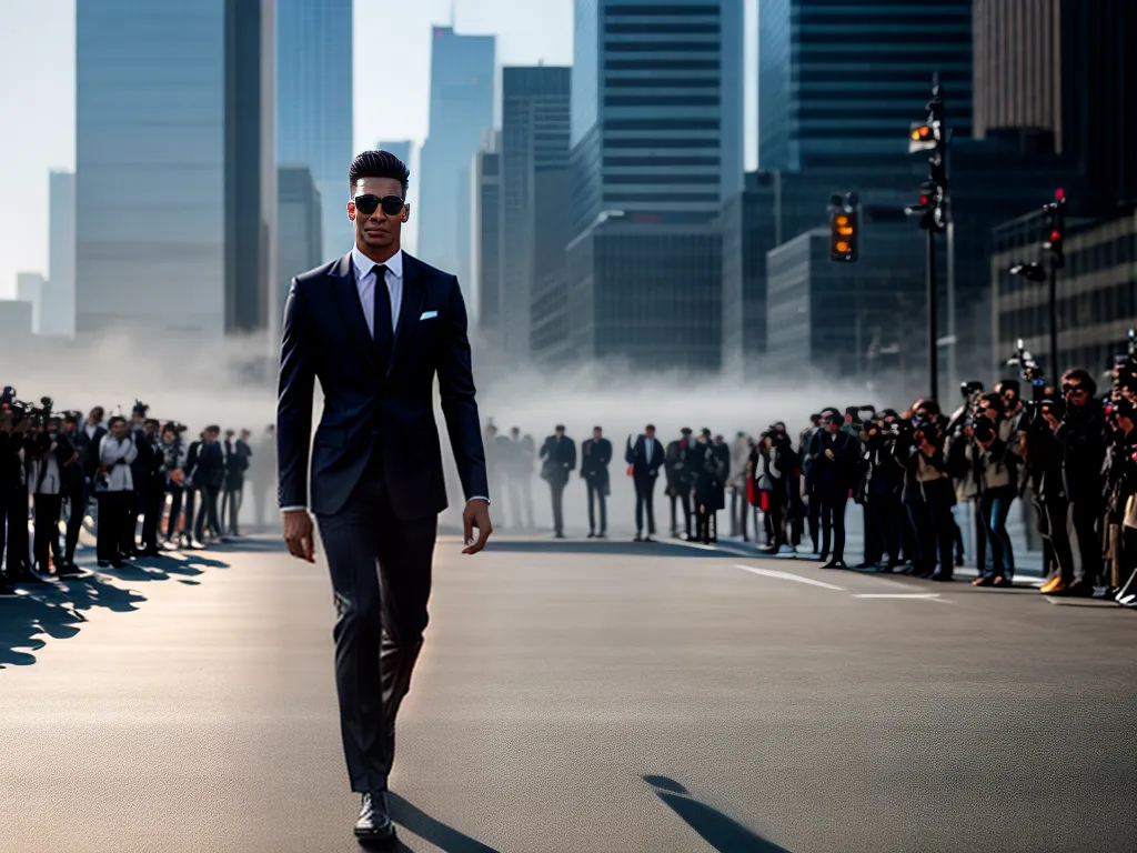 Fotos modelo masculino passarela traje cidade