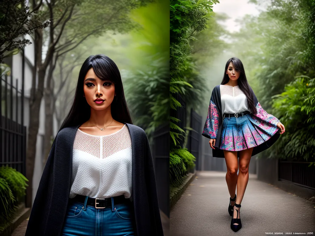 Fotos mulher elegante quimono seda jardim japones