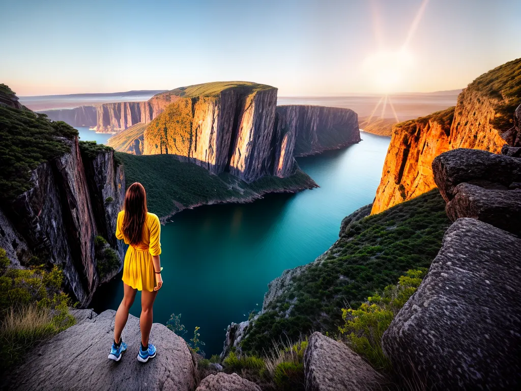 Fotos mulher empoderada paisagem montanha