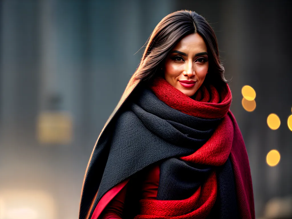 Fotos mulher estilosa cachecol vibrante 1