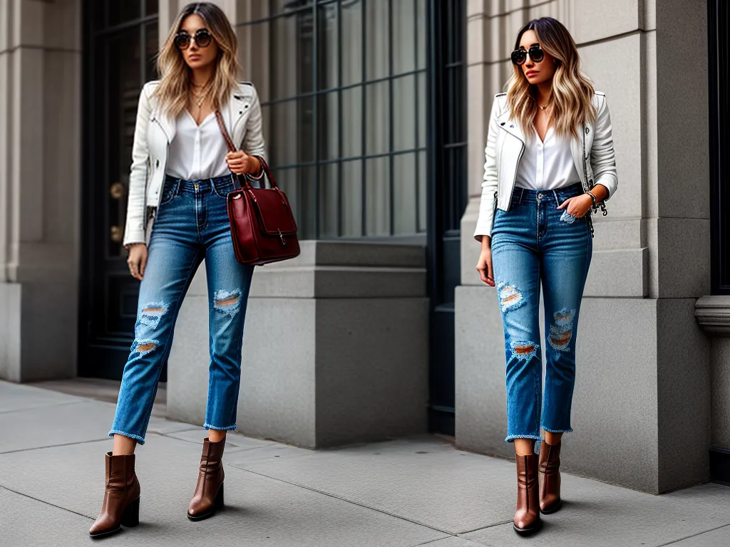 Fotos mulher estilosa jeans blusa branca