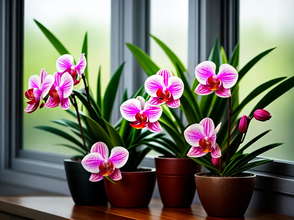 Fotos orquidea rosa janela natureza