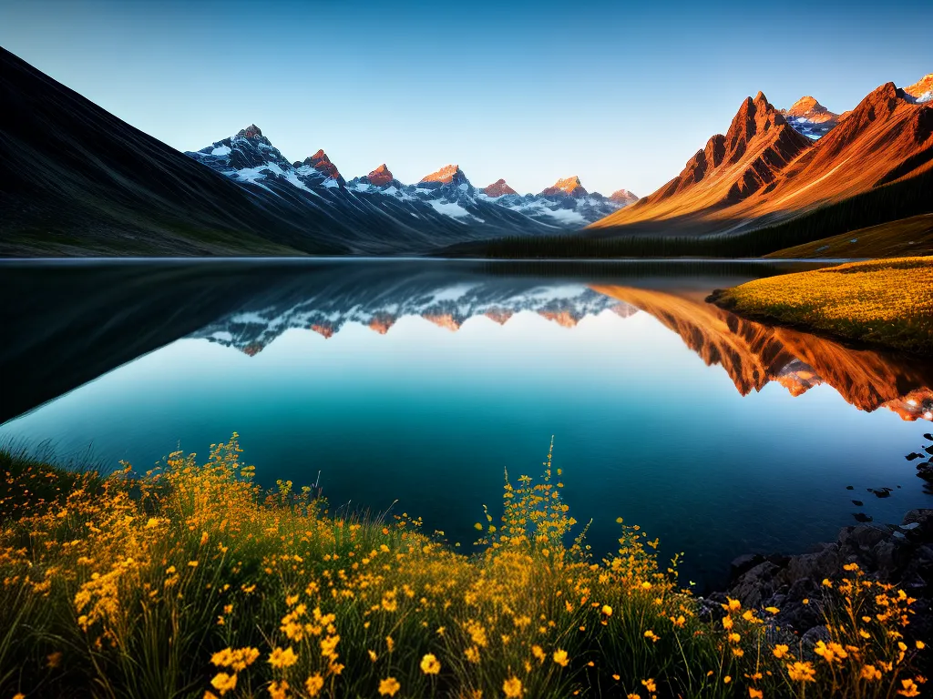 Criando Cenários Incríveis: O Poder do Paisagismo na Fotografia 2 Fotos paisagem colorida montanhas lago por do sol
