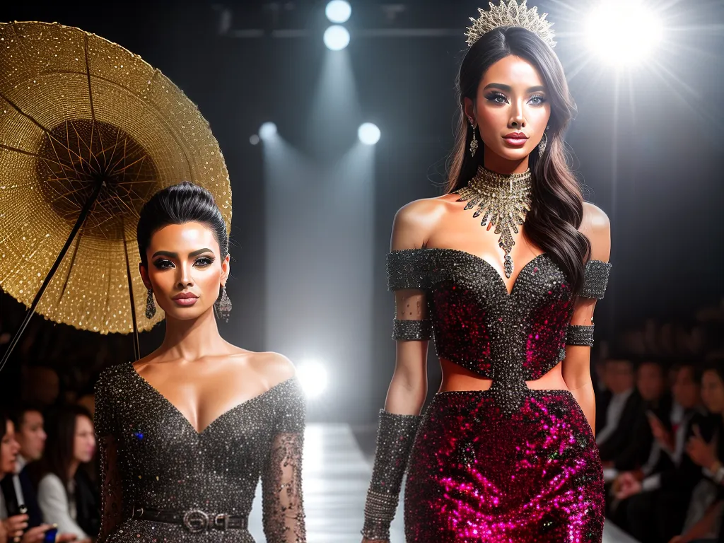 Fotos passarela luzes flores modelos moda