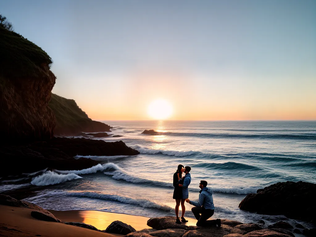 Fotos pedido casamento praia por do sol 1