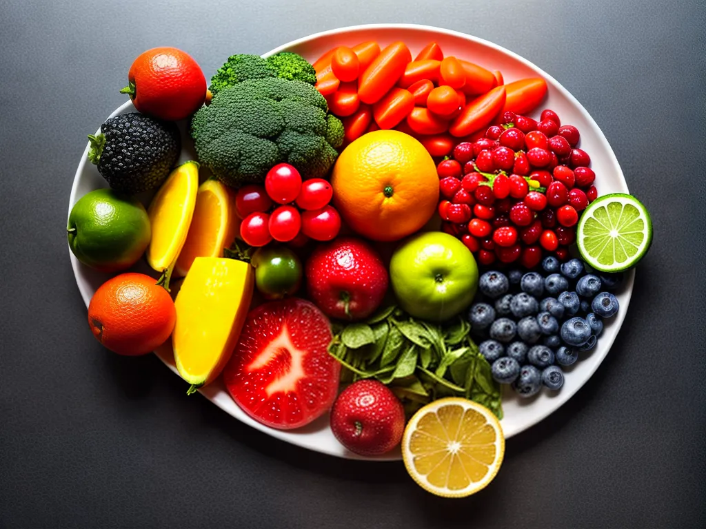 Fotos prato colorido frutas legumes suplementos