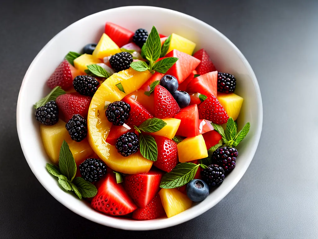 Fotos salada frutas coloridas refrescante