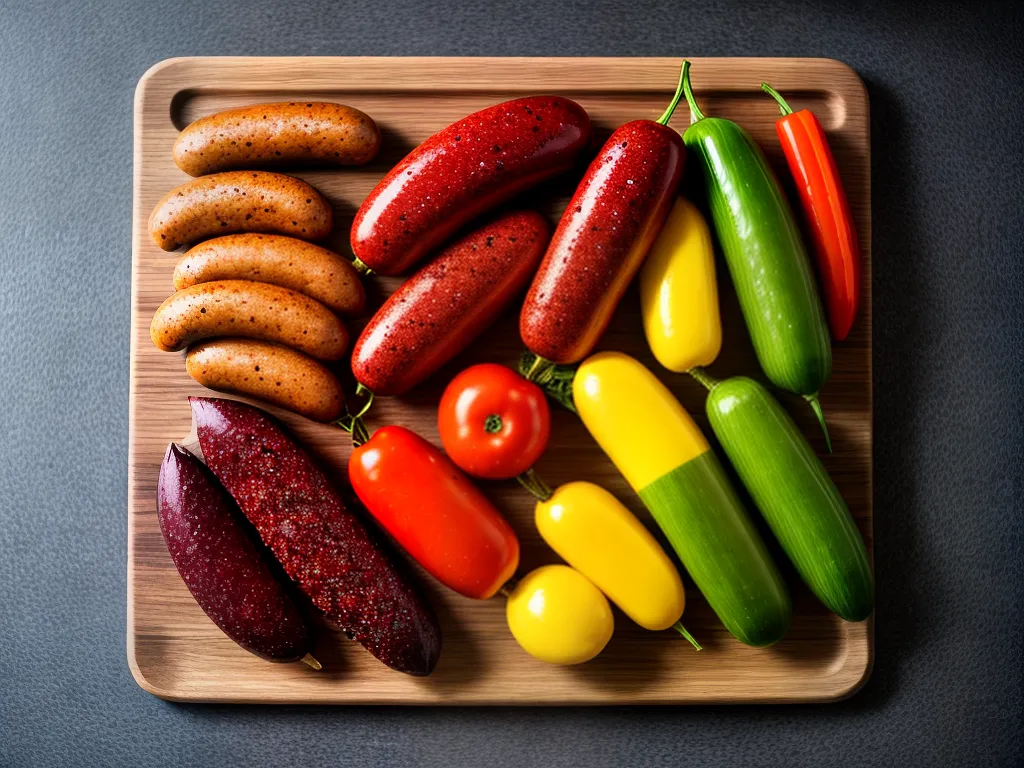 Fotos salsichas coloridas diversidade alimentar