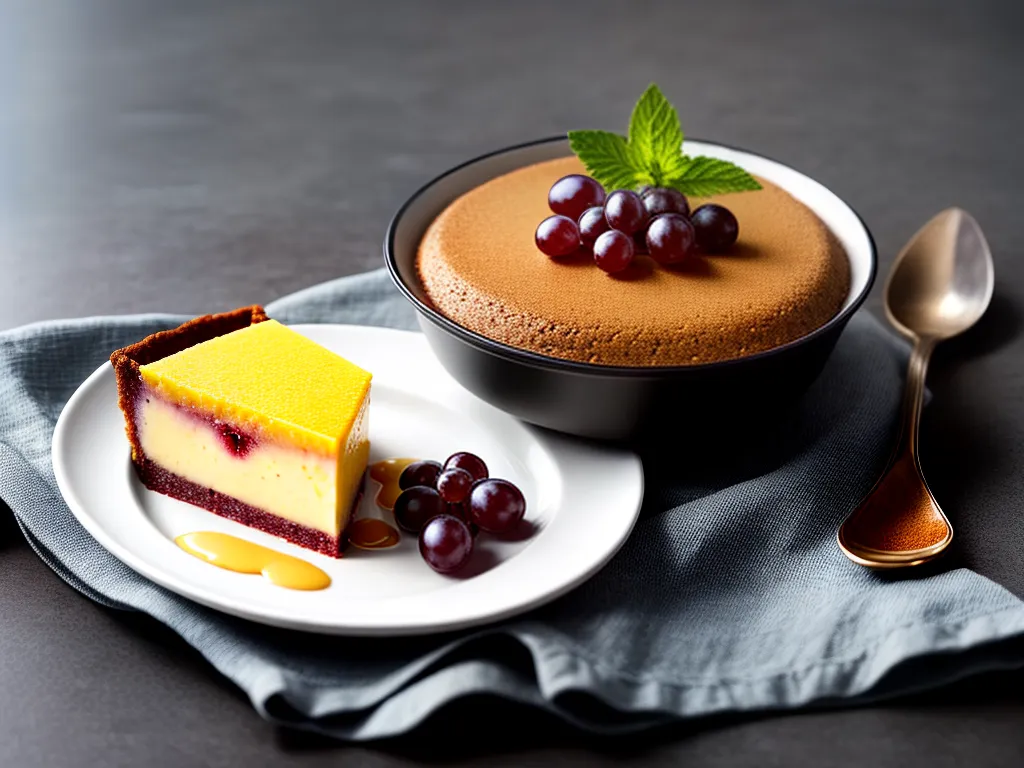 Fotos sobremesa pudim uvas especiarias