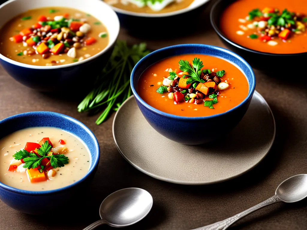 Fotos sopa colorida nutritiva