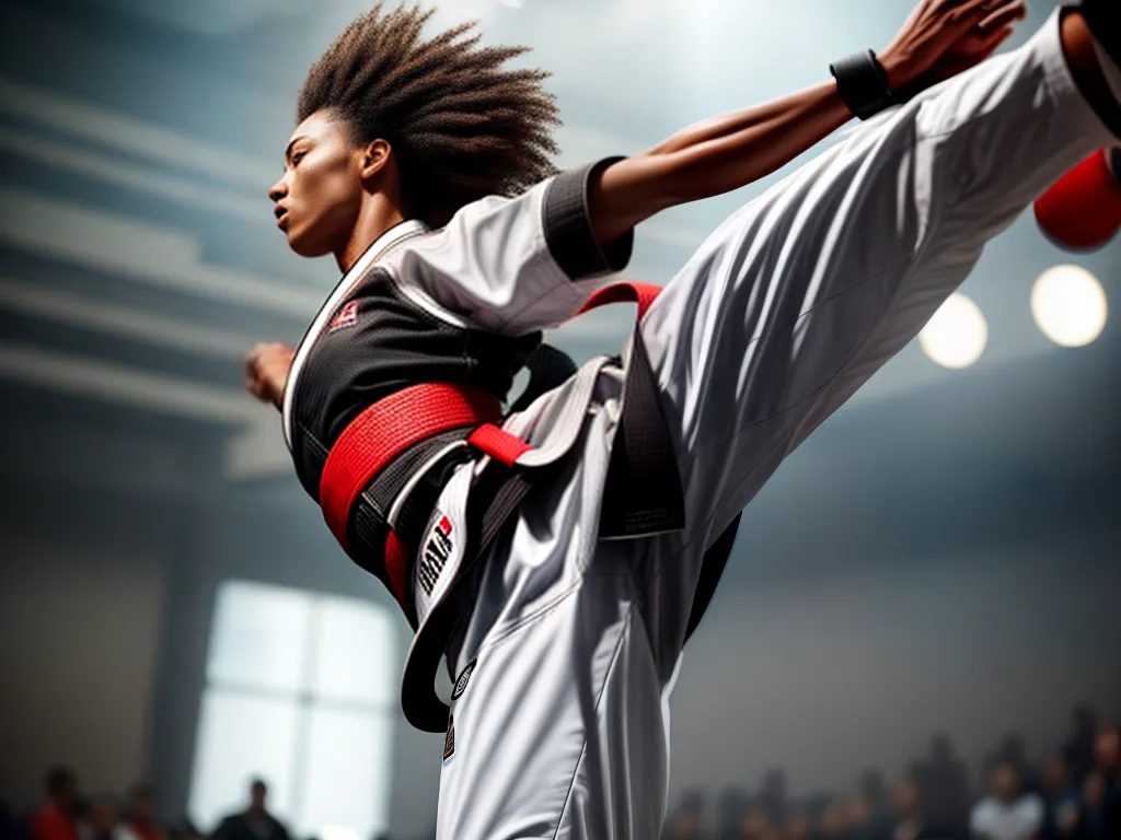Fotos taekwondo chute poderoso determinacao