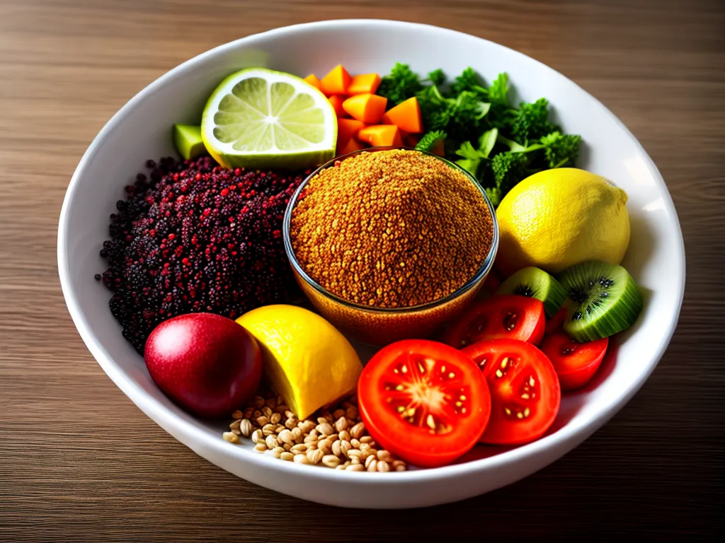 Dicas para uma Digestão Saudável e Bem-Estar Corporal 1 Fotos tigela colorida frutas legumes graos