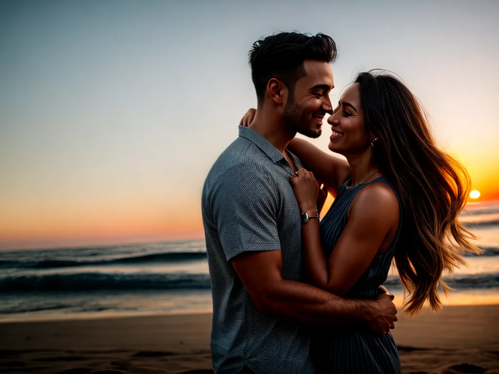Fotos casal apaixonado praia por do sol 1
