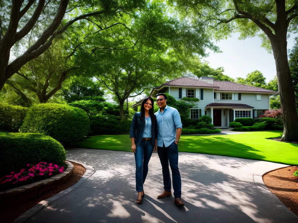 Fotos casal feliz casa suburbana jardim