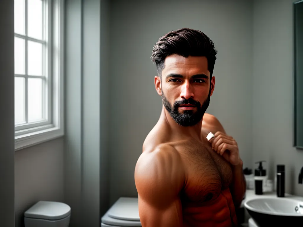 Fotos homem barba espelho sereno