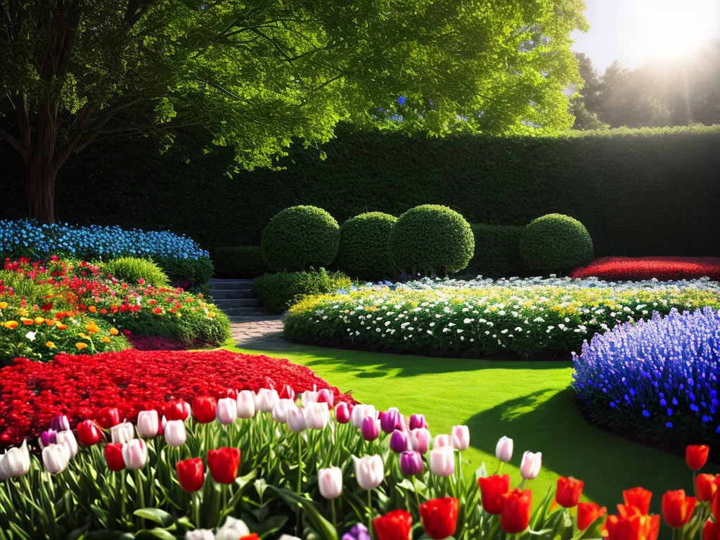 Fotos jardim colorido flores verde sol