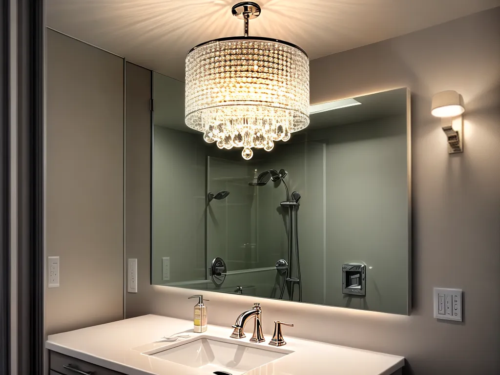 Fotos lustre cristal reflexo banheiro