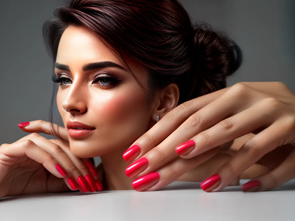 Fotos maos manicure vermelho prata cuidado