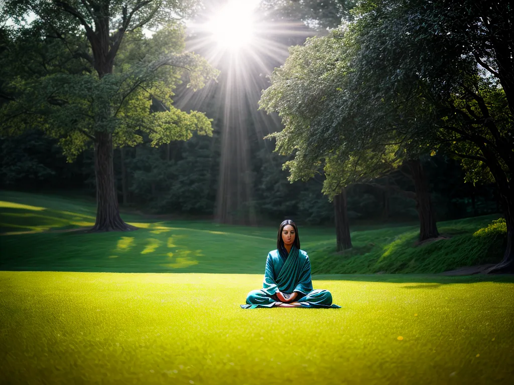 Fotos meditacao prado verde raios solares