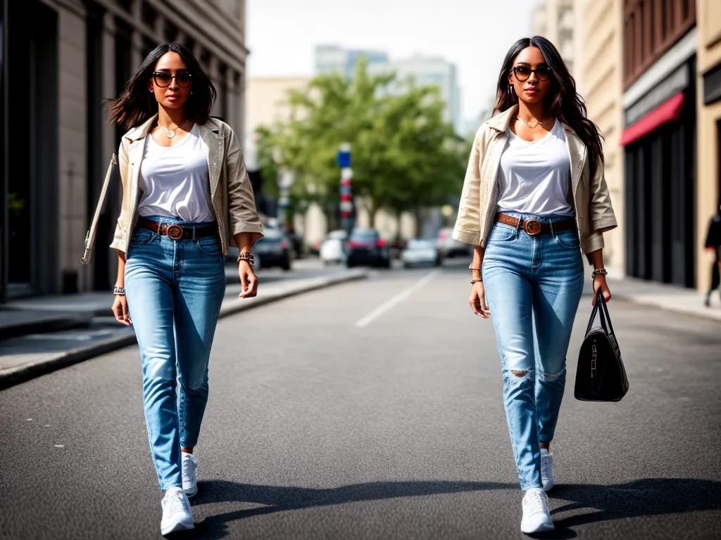 Fotos mulher estilosa jeans tenis