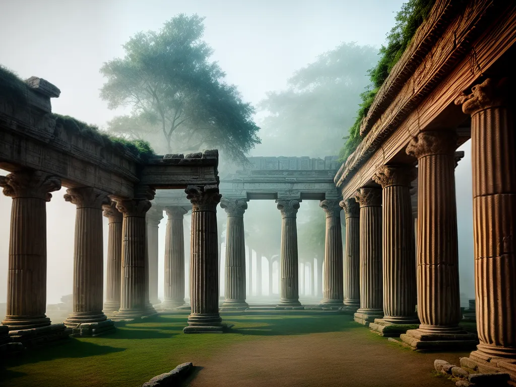Fotos ruinas misteriosas nevoeiro carvagens colunas