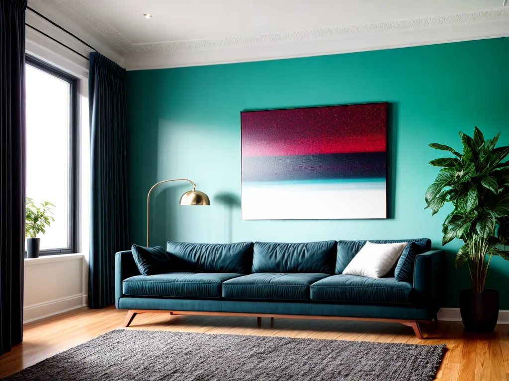 Fotos sala vibrante moderna parede sofa