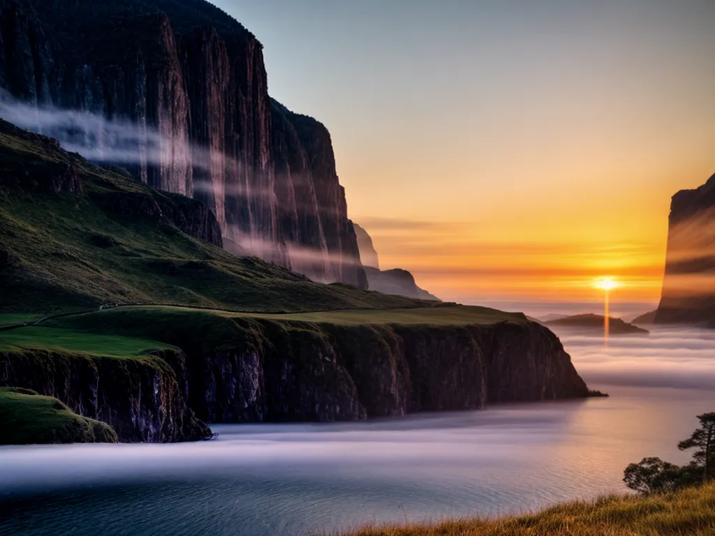 Fotos amanhecer iluminado paisagem serena