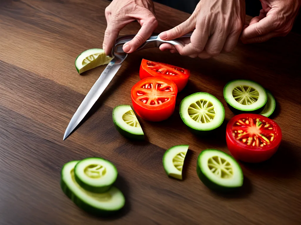 Fotos chef cortando legumes precisao 2