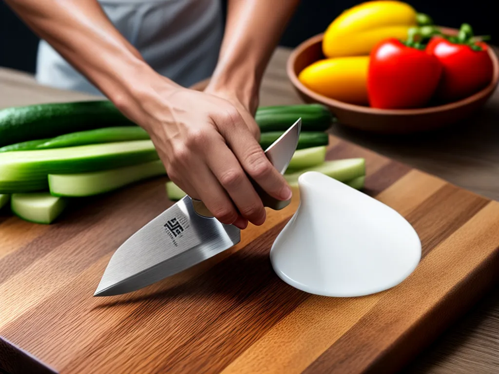 Fotos chef cortando legumes precisao