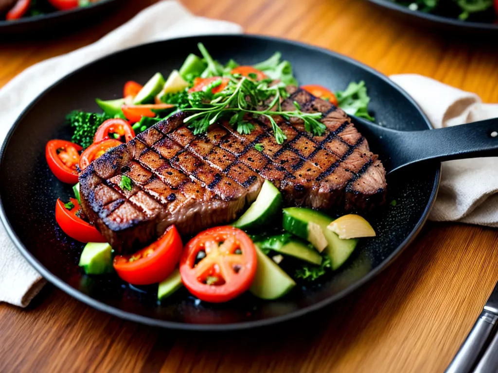 Fotos churrasco perfeito steak salada colorida