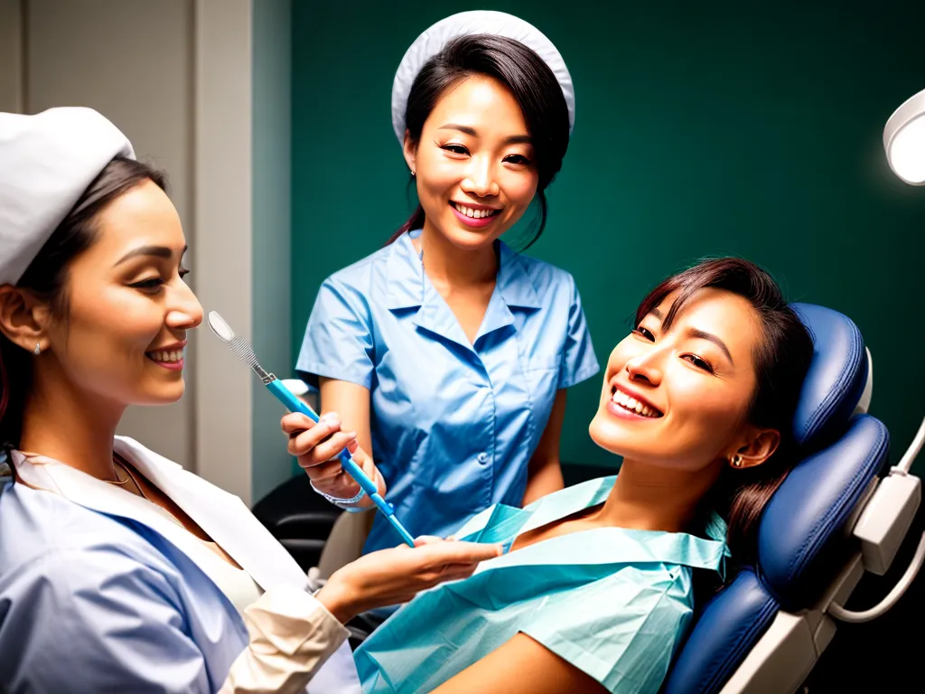 Fotos dentista sorridente examinando dentes 1