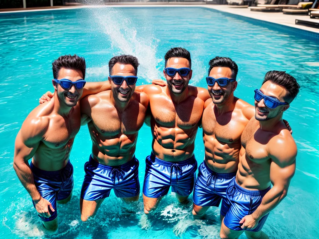 Fotos hidroterapia homens sorrindo piscina