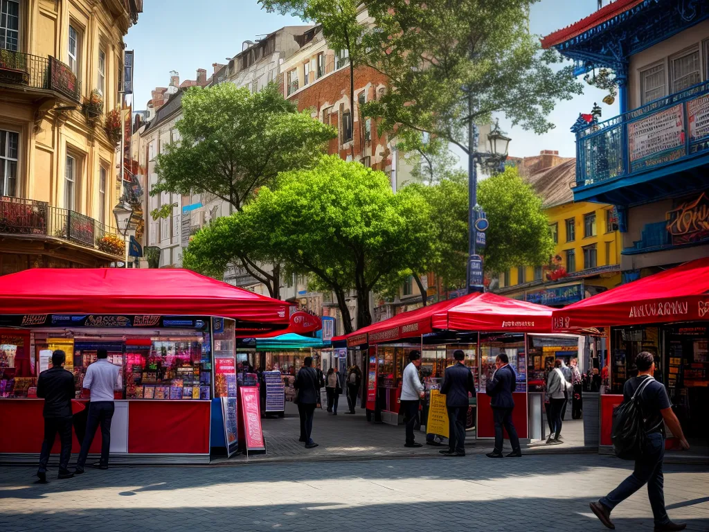 Fotos kiosk mercado colorido produtos